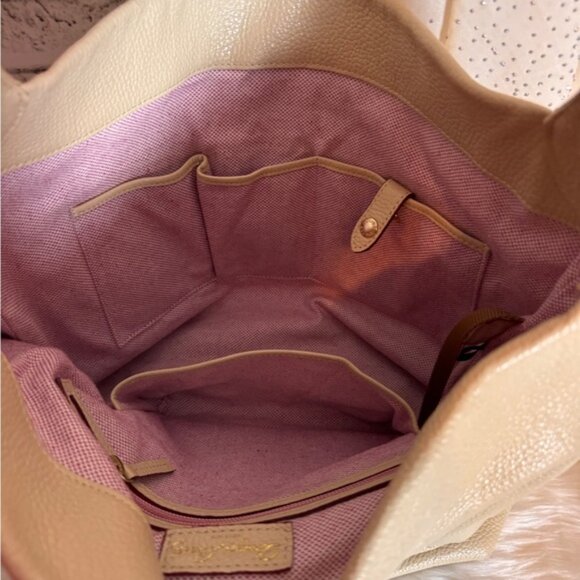 Dooney & Bourke Bone Pebble Leather Logo Lock Large Shoulder Purse Handbag - Picture 11 of 13